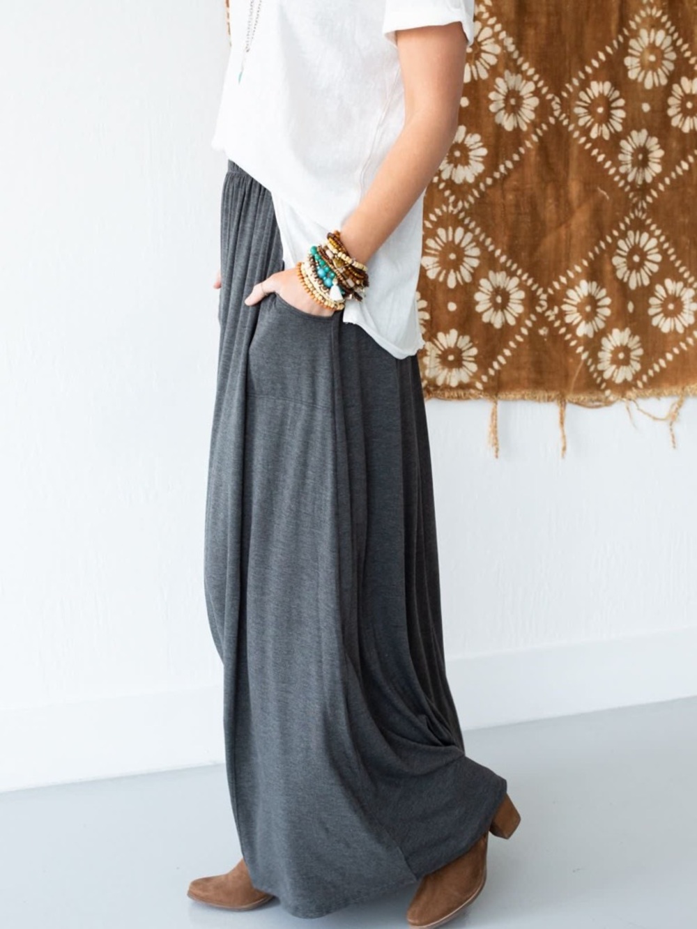 Perfect pocket maxi skirt size L bohemian minimalist crunchy granola - Picture 3 of 10